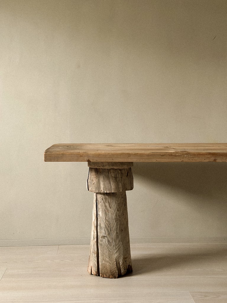 A Primitive Console Table on Sculpted Pedestal Legs, Scandinavia c. 1800s - Image 12