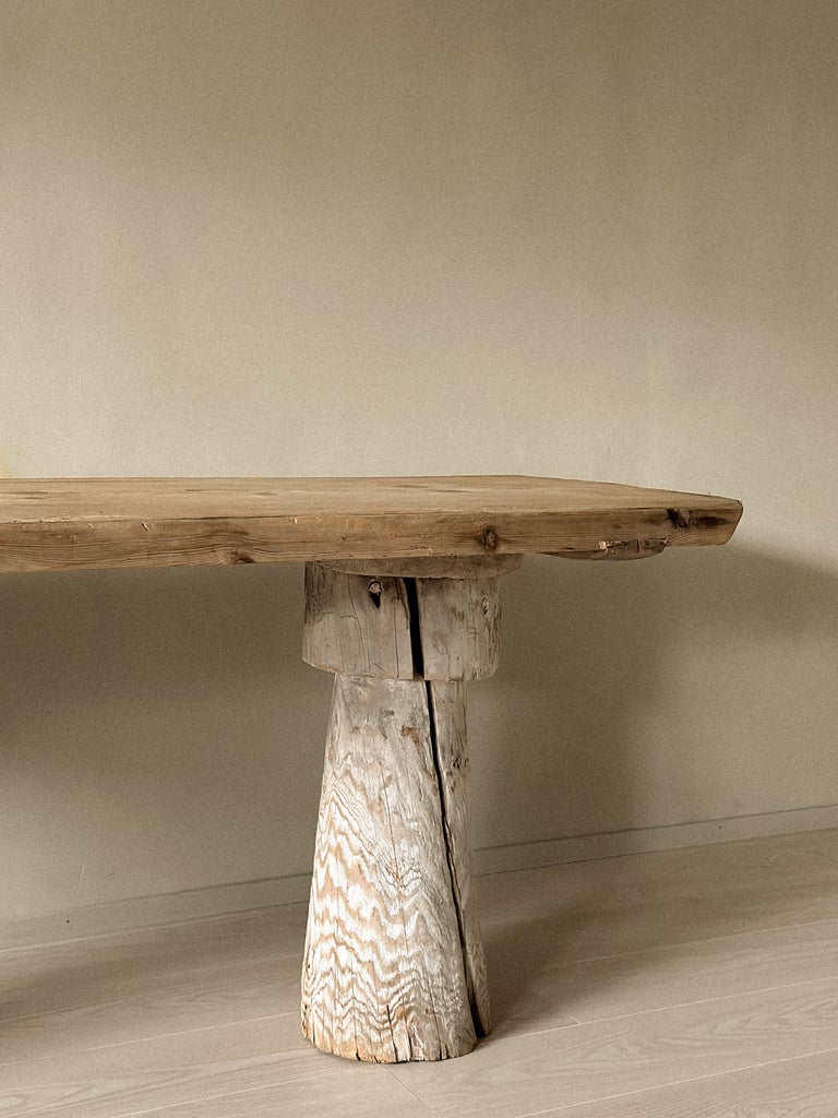 A Primitive Console Table on Sculpted Pedestal Legs, Scandinavia c. 1800s - Image 11