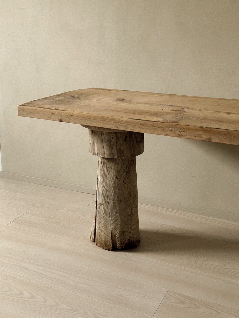A Primitive Console Table on Sculpted Pedestal Legs, Scandinavia c. 1800s - Image 10