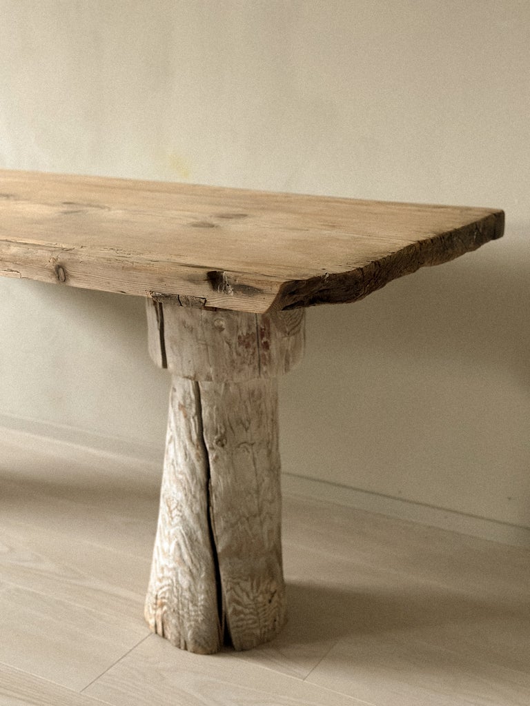 A Primitive Console Table on Sculpted Pedestal Legs, Scandinavia c. 1800s - Image 5