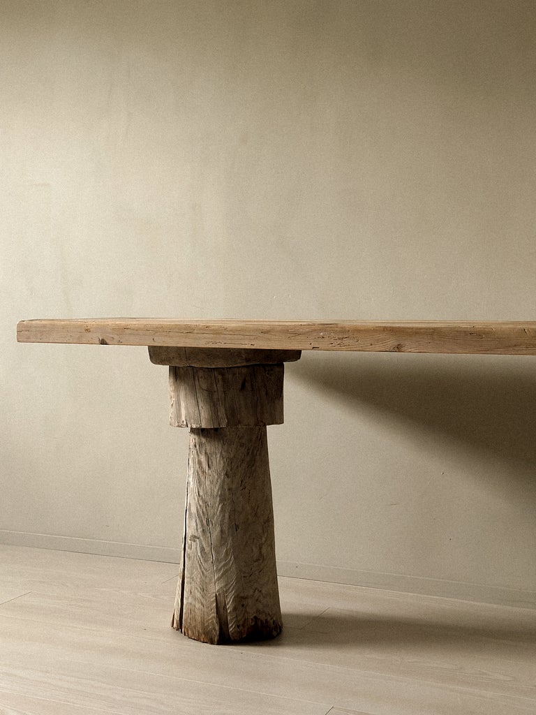 A Primitive Console Table on Sculpted Pedestal Legs, Scandinavia c. 1800s - Image 4