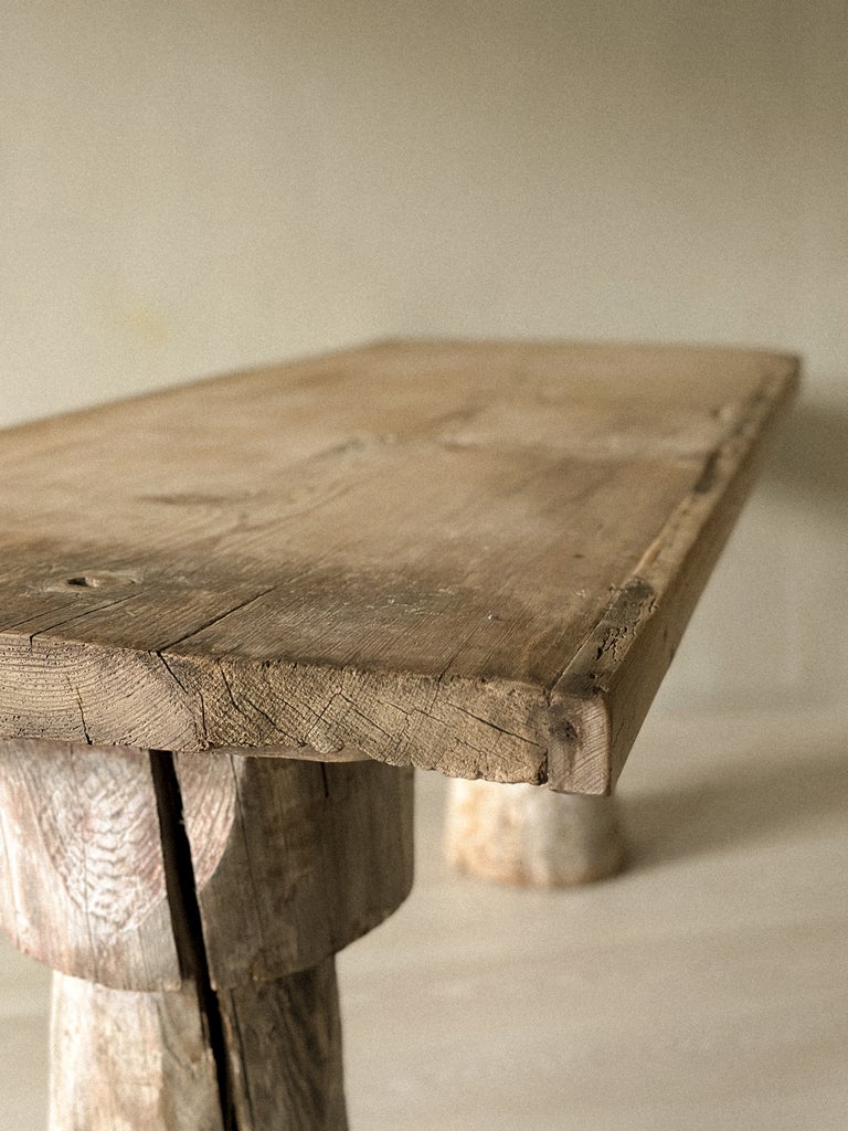 A Primitive Console Table on Sculpted Pedestal Legs, Scandinavia c. 1800s - Image 16