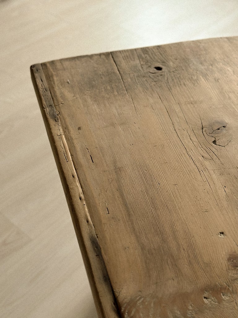 A Primitive Console Table on Sculpted Pedestal Legs, Scandinavia c. 1800s - Image 14