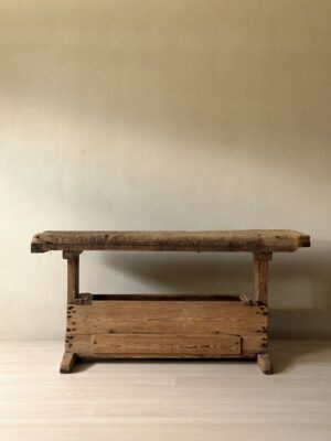 A Primitive Trestle Work Table / Console, Scandinavia Wabi Sabi c. 1800s