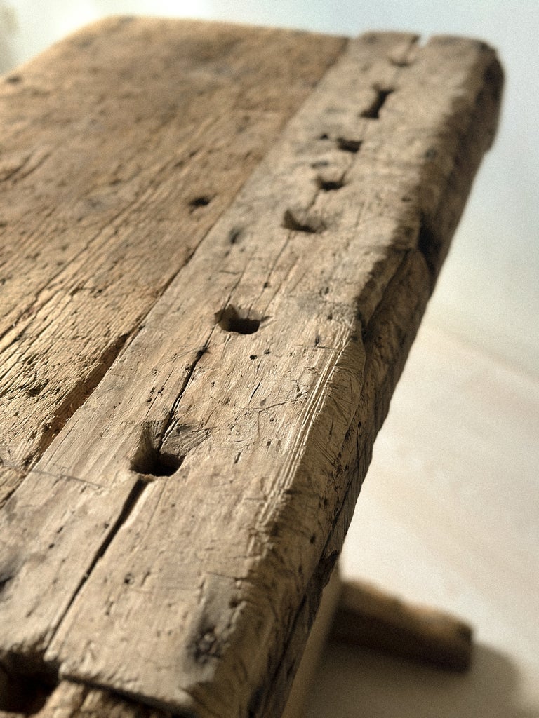 A Primitive Trestle Work Table / Console, Scandinavia Wabi Sabi c. 1800s - Image 10