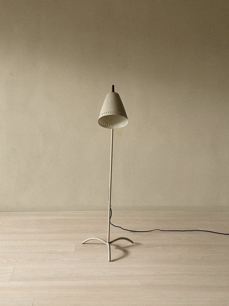A Swedish Mid-Century Floor Lamp, Grey Lacquered, c. 1950s
