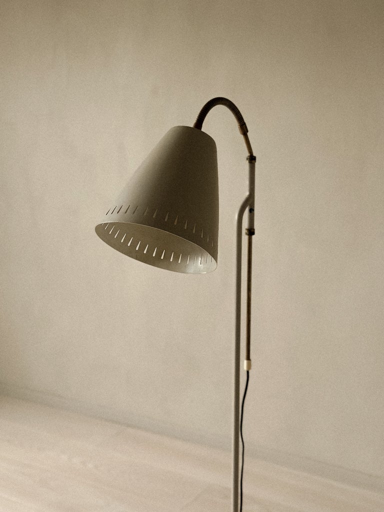 A Swedish Mid-Century Floor Lamp, Grey Lacquered, c. 1950s - Image 4