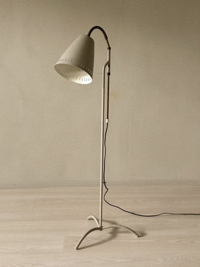 A Swedish Mid-Century Floor Lamp, Grey Lacquered, c. 1950s - Image 2