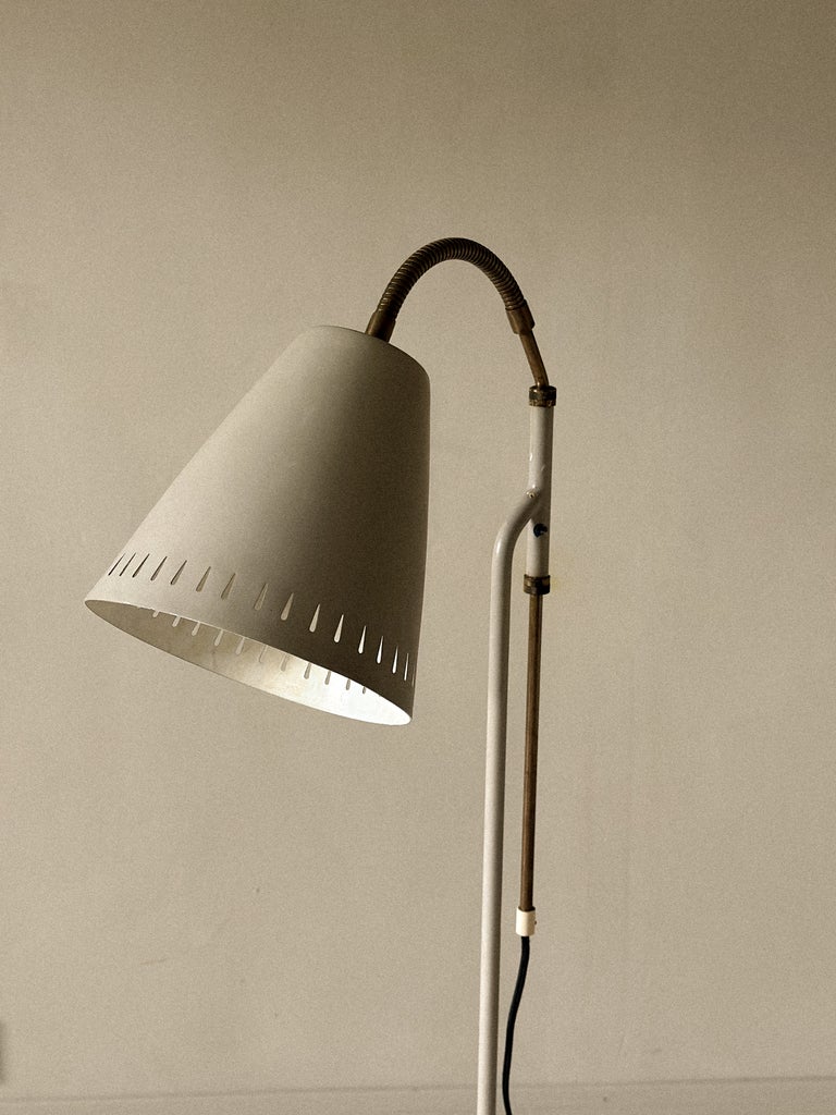 A Swedish Mid-Century Floor Lamp, Grey Lacquered, c. 1950s - Image 10