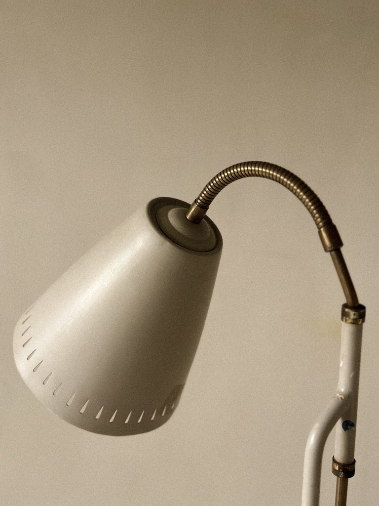 A Swedish Mid-Century Floor Lamp, Grey Lacquered, c. 1950s - Image 7