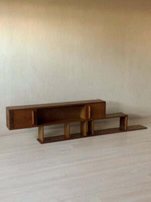 A Mid-Century Oak Wall Shelf in style of Charlotte Perriand, France c. 1950s